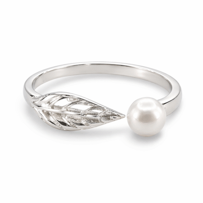 Anillo hoja perla