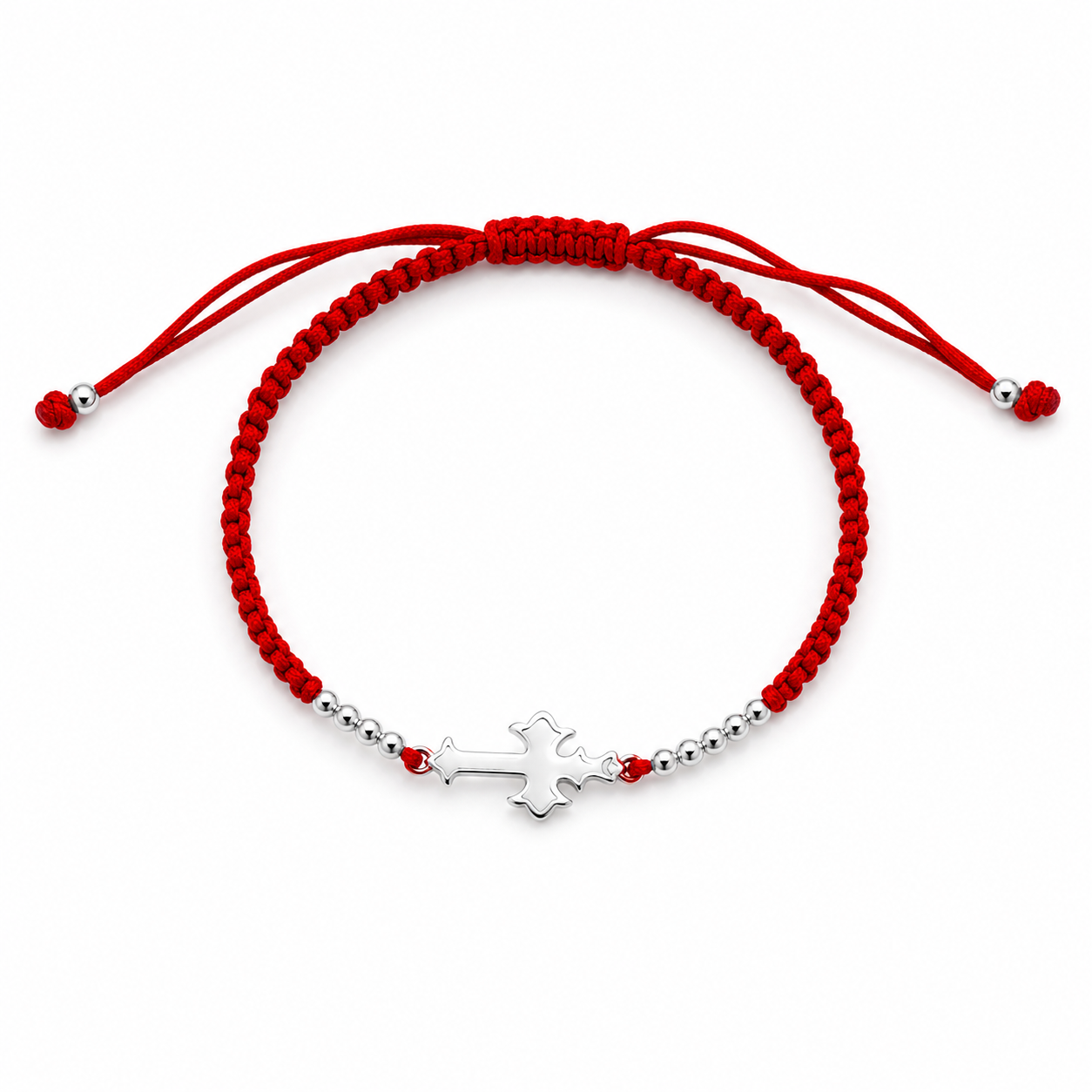 Pulseras hilo Plata Cruz