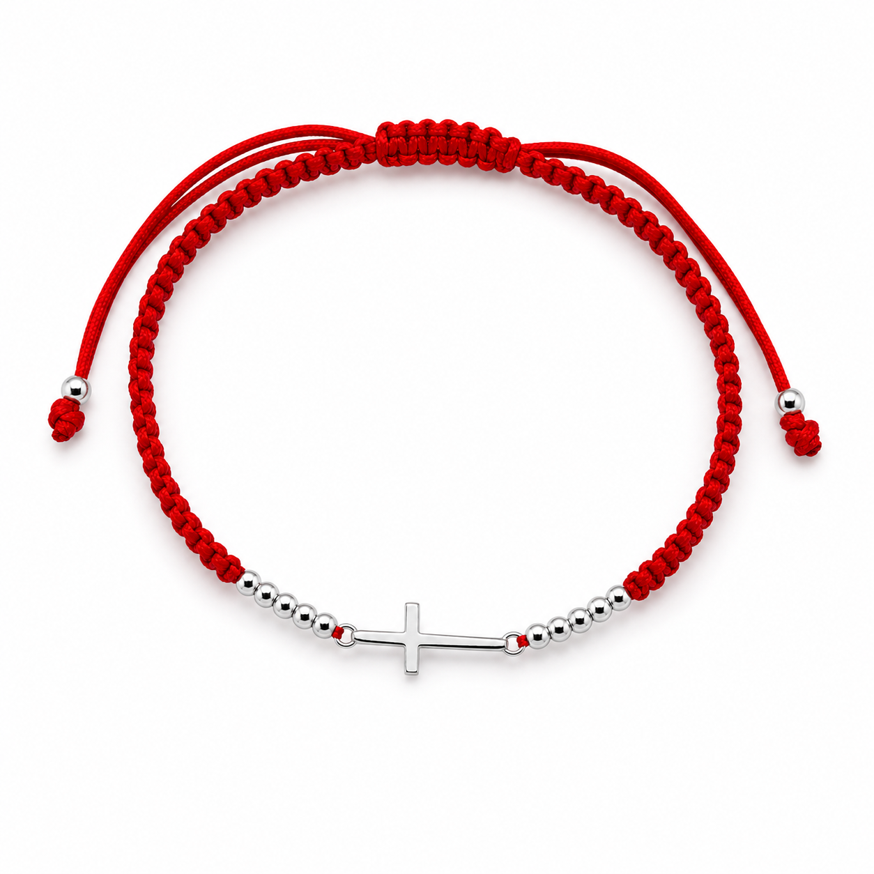 Pulseras hilo Plata Cruz