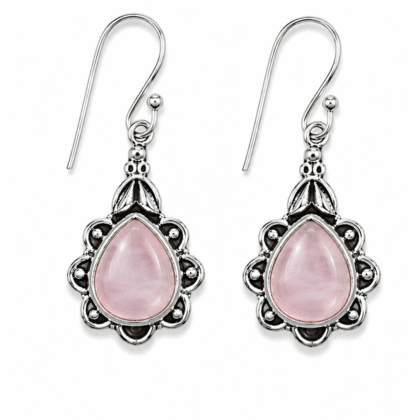 Aros Colgantes Piedra Natural Flor