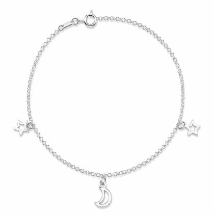 Pulsera Fina Chiches Luna Estrella Abierto