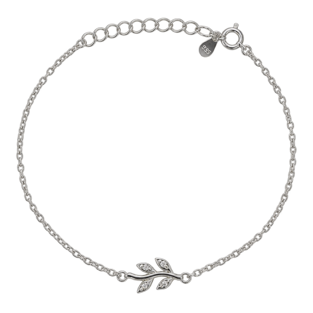 Pulsera Fina Circón Hojas
