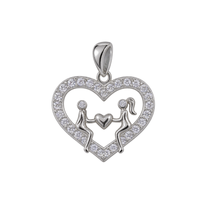Colgante Circón Corazón Pareja